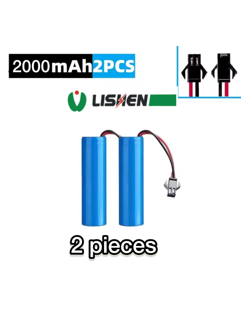 ليشين بطاريتان ليثيوم أيون قابلتان لإعادة الشحن Lishen 18650 بسعة 2000mAh وجهد 3.7 فولت مع دائرة حماية BMS وموصل – عدد 2 - Image 1